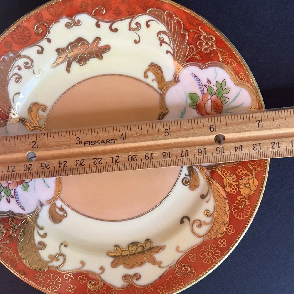 Antique 1920s Moriyama Mori Machi Japan Dessert Plates Raised Gold Gilt Set 2